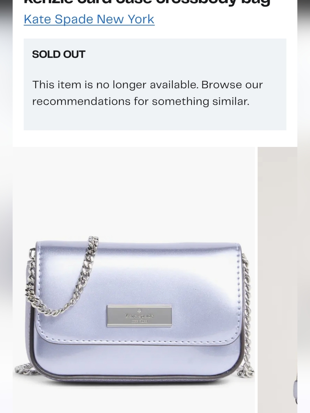 Kate Spade Metallic Purple Patent Card Case on Chain Crossbody RARE - Picture 2 of 15